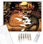 Számfestő A Macskák Hangulatos Éjszakája - számfestő készlet - 40×50 cm (Keretre feszítve) (cats002-40X50-KF)