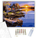  Folyóparti Ház - számfestő készlet - 40×50 cm (Keretre feszítve)