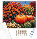 Számfestő Őszi kert virágokkal és tökökkel - számfestő készlet - 40×50 cm (Keretre feszítve) (crea3016-40X50-KF)
