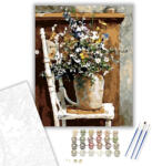 Számfestő Virágok a széken - számfestő készlet - 40×50 cm (Keretre feszítve) (crea1201-40X50-KF)