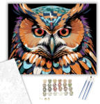  Neon Bagoly Élénk Textúrákkal - számfestő készlet - 40×50 cm (Keretre feszítve)
