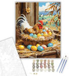 Számfestő Húsvéti Kosár Színes Tojásokkal és Tyúkkal - számfestő készlet - 40×50 cm (Keretre feszítve) (crea6764-40X50-KF)