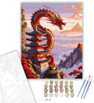  Keleti Sárkány a Pagoda Körül - számfestő készlet - 40×50 cm (Keretre feszítve)