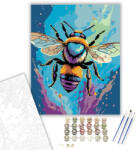  Színes Méhecske Absztrakt Háttérrel - számfestő készlet - 40×50 cm (Keretre feszítve)