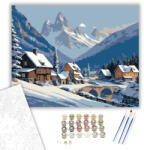Számfestő Havas Hegyi Falu - számfestő készlet - 40×50 cm (Keretre feszítve) (crea6112-40X50-KF)