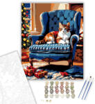 Számfestő Macska és Téli Melegség - számfestő készlet - 40×50 cm (Keretre feszítve) (crea5155-40X50-KF)