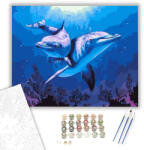  Felszabadult delfinek - számfestő készlet - 40×50 cm (Keretre feszítve)
