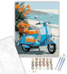  Narancssárga Liliomok Vintage Robogón - számfestő készlet - 40×50 cm (Keretre feszítve)