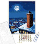  Havas Városi Tető Macskával - számfestő készlet - 40×50 cm (Keretre feszítve)