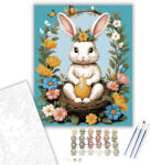 Számfestő Nyuszi Virágkoszorúval és Tojással - számfestő készlet - 40×50 cm (Keretre feszítve) (crea6754-40X50-KF)