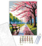 Számfestő Cseresznyevirág Sétány - számfestő készlet - 40×50 cm (Keretre feszítve) (crea5675-40X50-KF)