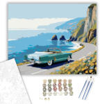  Tengerparti Út Kabrióval - számfestő készlet - 40×50 cm (Keretre feszítve)