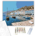 Számfestő Hydra Kikötői Kilátás - számfestő készlet - 40×50 cm (Keretre feszítve) (crea6848-40X50-KF)