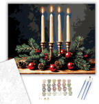  Gyertyafényes Ünnepi Harmónia - számfestő készlet - 40×50 cm (Keretre feszítve)