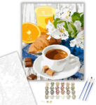  Reggeli fehér virágokkal - számfestő készlet - 40×50 cm (Keretre feszítve)