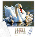 Számfestő Hattyú Anyuka Fiókáival a Tavon - számfestő készlet - 40×50 cm (Keretre feszítve) (crea6159-40X50-KF)