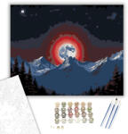  Teljes Holdfogyatkozás Hegyi Tájjal - számfestő készlet - 40×50 cm (Keretre feszítve)