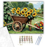  Napraforgók a Kerti Talicskában - számfestő készlet - 40×50 cm (Keretre feszítve)