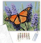  Monarch Pillangó Levendulán - számfestő készlet - 40×50 cm (Keretre feszítve)