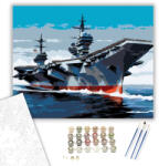  Repülőgép-hordozó a Nyílt Tengeren - számfestő készlet - 40×50 cm (Keretre feszítve)