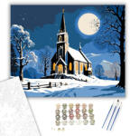  Holdfényes Téli Áhítat - számfestő készlet - 40×50 cm (Keretre feszítve)