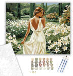  Fehér Liliomok Kertjében - számfestő készlet - 40×50 cm (Keretre feszítve)