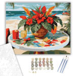  Trópusi Koktélasztal Anthuriumokkal - számfestő készlet - 40×50 cm (Keretre feszítve)