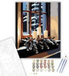  Téli Ablakvarázs - számfestő készlet - 40×50 cm (Keretre feszítve)