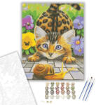 Számfestő Csiga játék a cicával - számfestő készlet - 40×50 cm (Keretre feszítve) (crea392-40X50-KF)