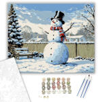  Hóember Mosolya az Álmok Udvarán - számfestő készlet - 40×50 cm (Keretre feszítve)