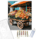  Színes Liliomok Kocsin - számfestő készlet - 40×50 cm (Keretre feszítve)