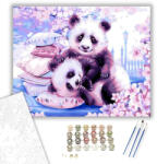  Aranyos pandák - számfestő készlet - 40×50 cm (Keretre feszítve)