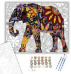  Virágból Készült Elefánt - számfestő készlet - 40×50 cm (Keretre feszítve)