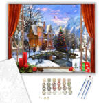 Számfestő Karácsonyi táj - számfestő készlet - 40×50 cm (Keretre feszítve) (crea157-40X50-KF)