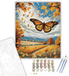  Monarch Pillangó Őszi Tájon - számfestő készlet - 40×50 cm (Keretre feszítve)