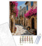  Rhodos Óvárosának Kanyargós Utcarészlete - számfestő készlet - 40×50 cm (Keretre feszítve)