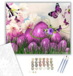  Lila Tojások - húsvéti számfestő készlet - 40×50 cm (Keretre feszítve)