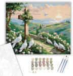 Számfestő Borostyánnal Borított Kereszt és Galambok - számfestő készlet - 40×50 cm (Keretre feszítve) (crea6756-40X50-KF)