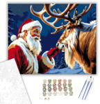  Télapó és Rénszarvas Barátsága - számfestő készlet - 40×50 cm (Keretre feszítve)