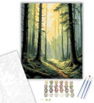  Ködös Erdő Hajnali Fénnyel - számfestő készlet - 40×50 cm (Keretre feszítve)