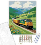Számfestő Dízel Tehervonat Vidéki Tájon - számfestő készlet - 40×50 cm (Keretre feszítve) (crea7164-40X50-KF)