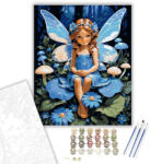 Kék Tündér Virágszirom Trónján - számfestő készlet - 40×50 cm (Keretre feszítve)
