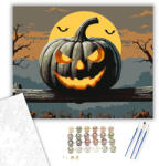  Tökfej a telihold alatt - számfestő készlet - 40×50 cm (Keretre feszítve)