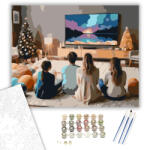  Szilveszteri Mozizás Barátokkal - számfestő készlet - 40×50 cm (Keretre feszítve)