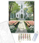 Számfestő Húsvéti Templomkert - számfestő készlet - 40×50 cm (Keretre feszítve) (crea6427-40X50-KF)