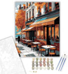  Őszi Kávézó Terasz - számfestő készlet - 40×50 cm (Keretre feszítve)
