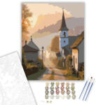  Napkelte a Faluban - számfestő készlet - 40×50 cm (Keretre feszítve)