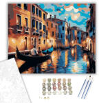Számfestő Szerelmespár Velencei Gondolán - számfestő készlet - 40×50 cm (Keretre feszítve) (crea6223-40X50-KF)