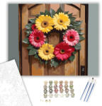 Számfestő Színes Gerberakoszorú - számfestő készlet - 40×50 cm (Keretre feszítve) (crea5826-40X50-KF)