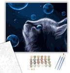 Számfestő Cica és buborékok - számfestő készlet - 40×50 cm (Keretre feszítve) (crea213-40X50-KF)